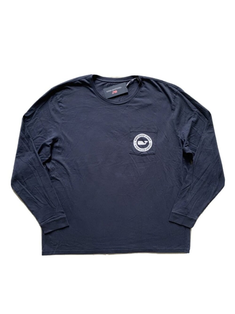 VINEYARD VINES Mens Whale Pocket Tee LS Logo T-Shirt Navy NWT LT